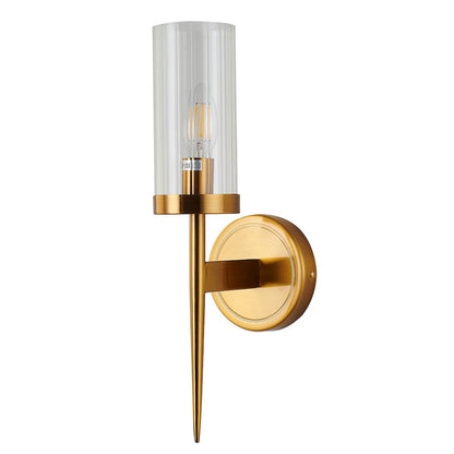 1-Light Antique Brass Metal Wall Sconce With A Clear Glass Shade