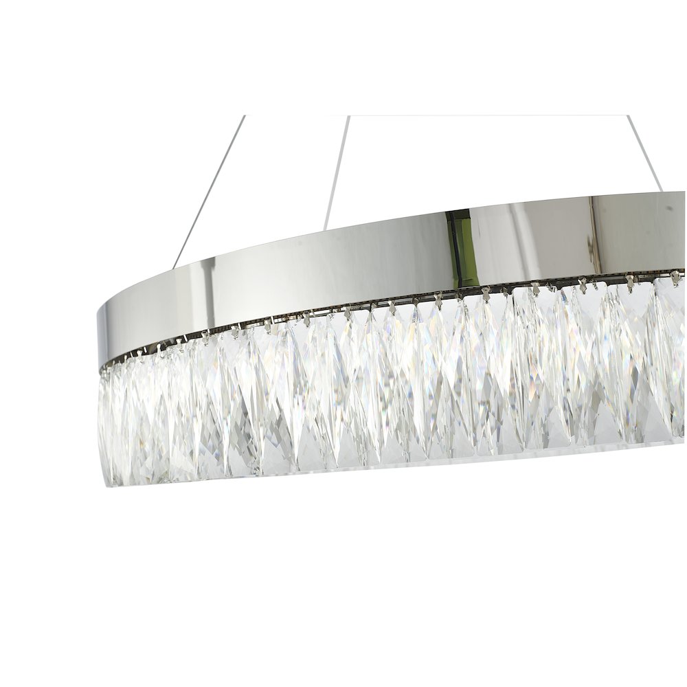 1-Light Chrome LED Chandelier With Clear Crystal Accents