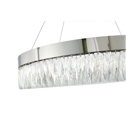 1-Light Chrome LED Chandelier With Clear Crystal Accents