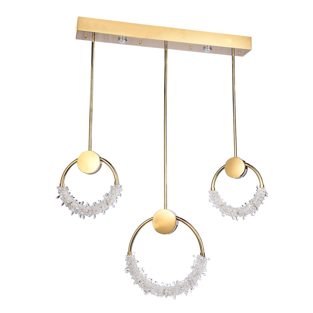 5-Light Gold LED Pendant With Clear Crystal Beading