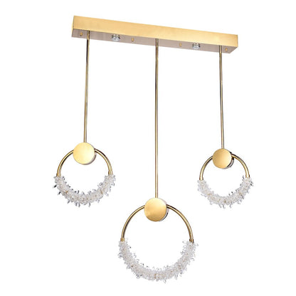 5-Light Gold LED Pendant With Clear Crystal Beading