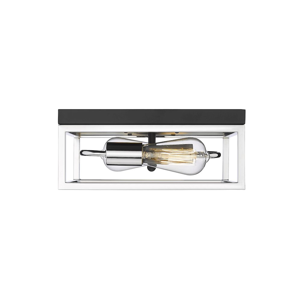2-Light Black And Chrome Metal Flush Mount