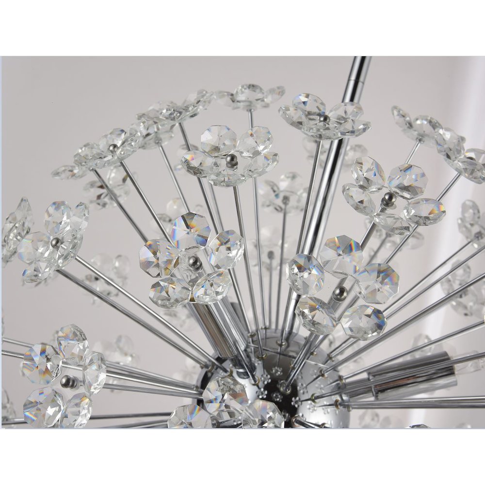 6-Light Chrome Chandelier With Clear Crystal Flowers