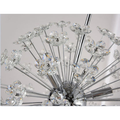 6-Light Chrome Chandelier With Clear Crystal Flowers