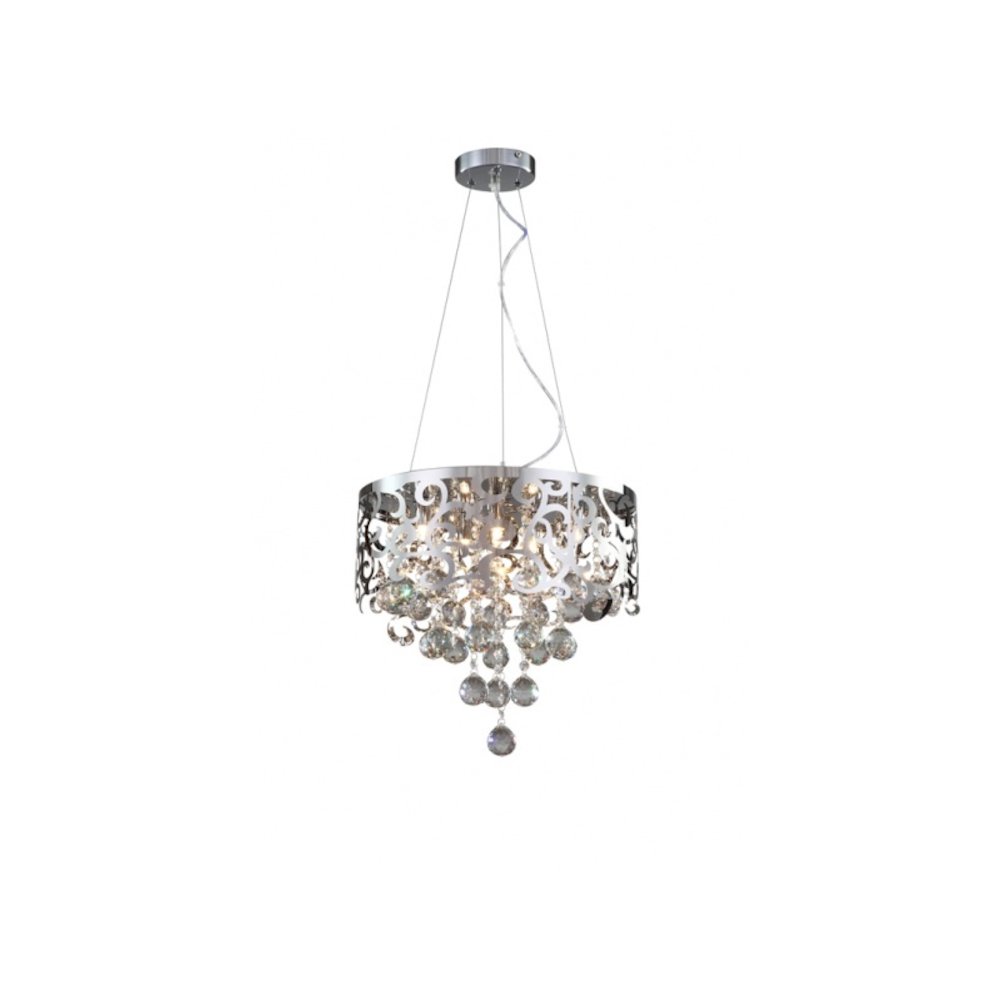 5-Light Chrome Chandelier With Clear Crystal Balls