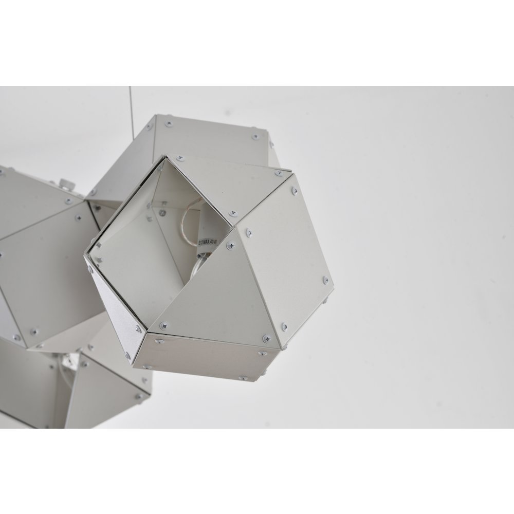 11-Light White Exterior And Interior Geometric Block Chandelier