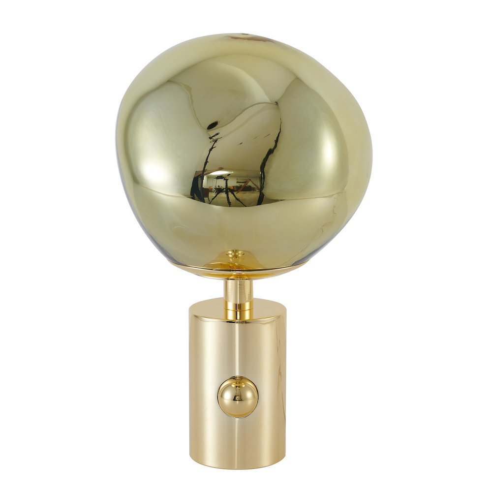 1-Light Gold Metal Table Lamp With A Gold Acrylic Distorted ORB Shade