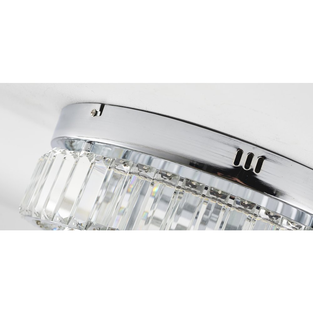 2-Light Chrome Dimmable LED Flush Mount With Clear Crystals