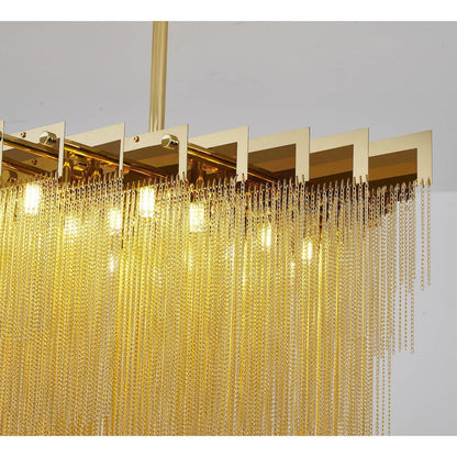 16-Light Gold Chandelier With Hanging Aluminum Chains