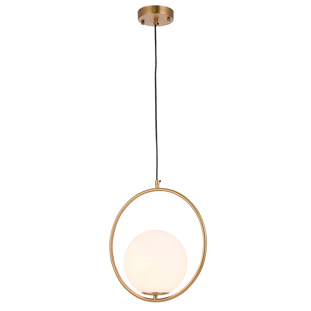 1-Light Gold Pendant With A Milk White Glass Shade