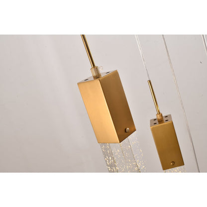 13-Light Gold Chandelier With A Clear iceberg bubble Crystal