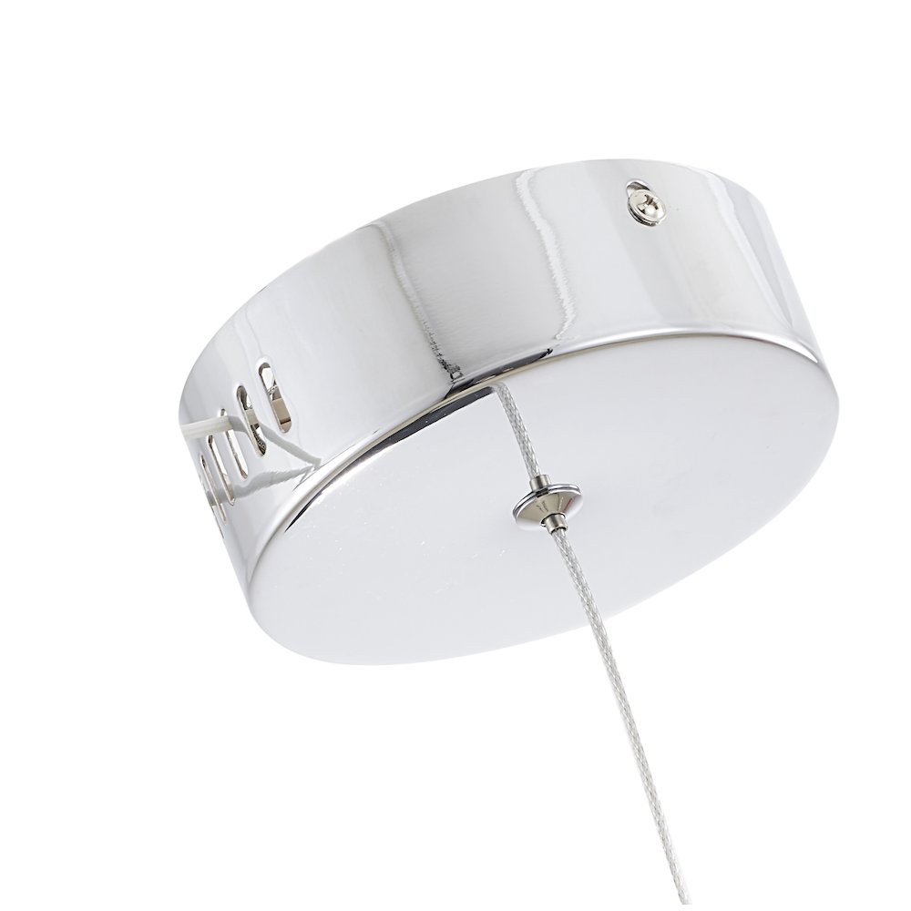 1-Light Chrome LED Pendant With Clear Crystals
