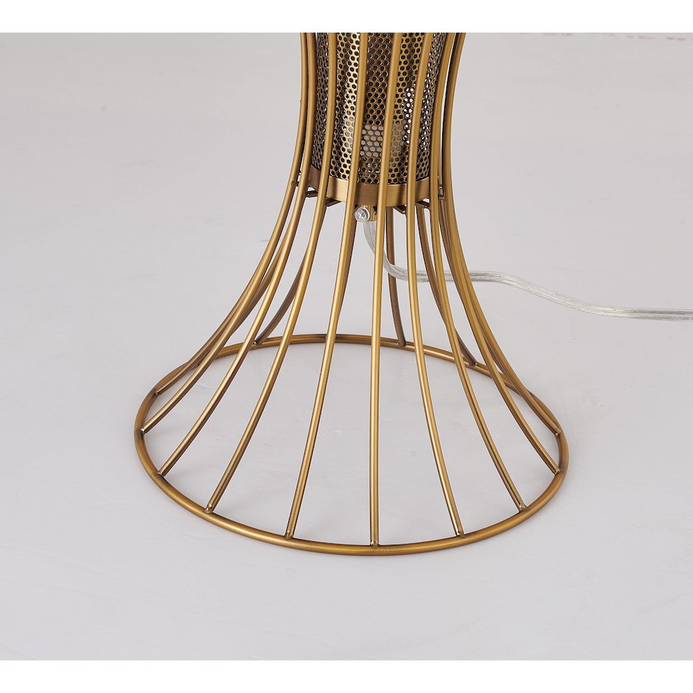1-Light Antique Brass Metal Table Lamp With A Clear Crystal Ball