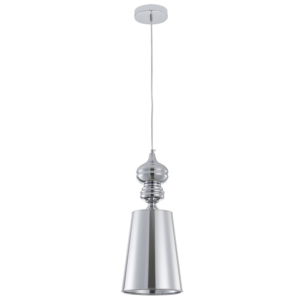 1-Light Polished Chrome Shaded Single Pendant