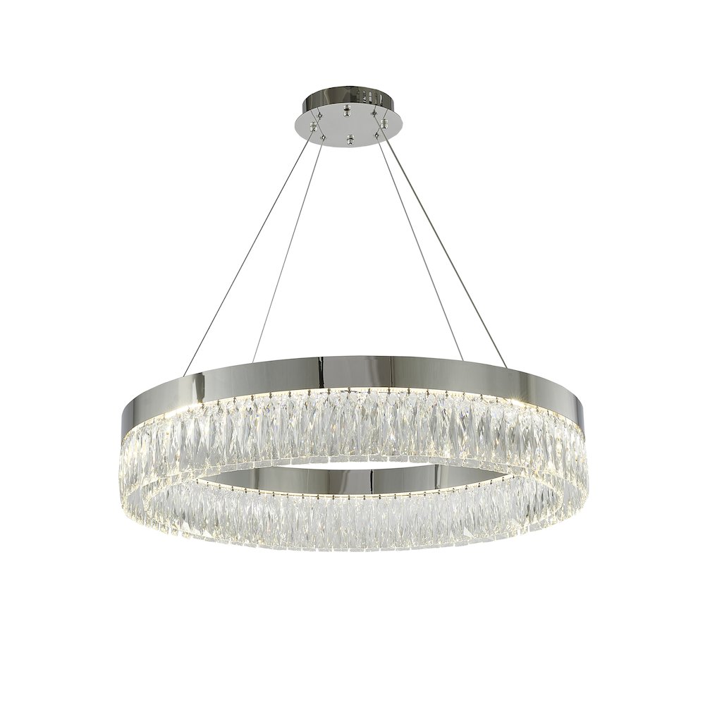 1-Light Chrome LED Chandelier With Clear Crystal Accents