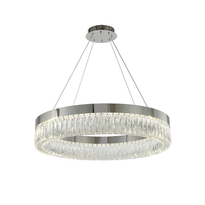 1-Light Chrome LED Chandelier With Clear Crystal Accents