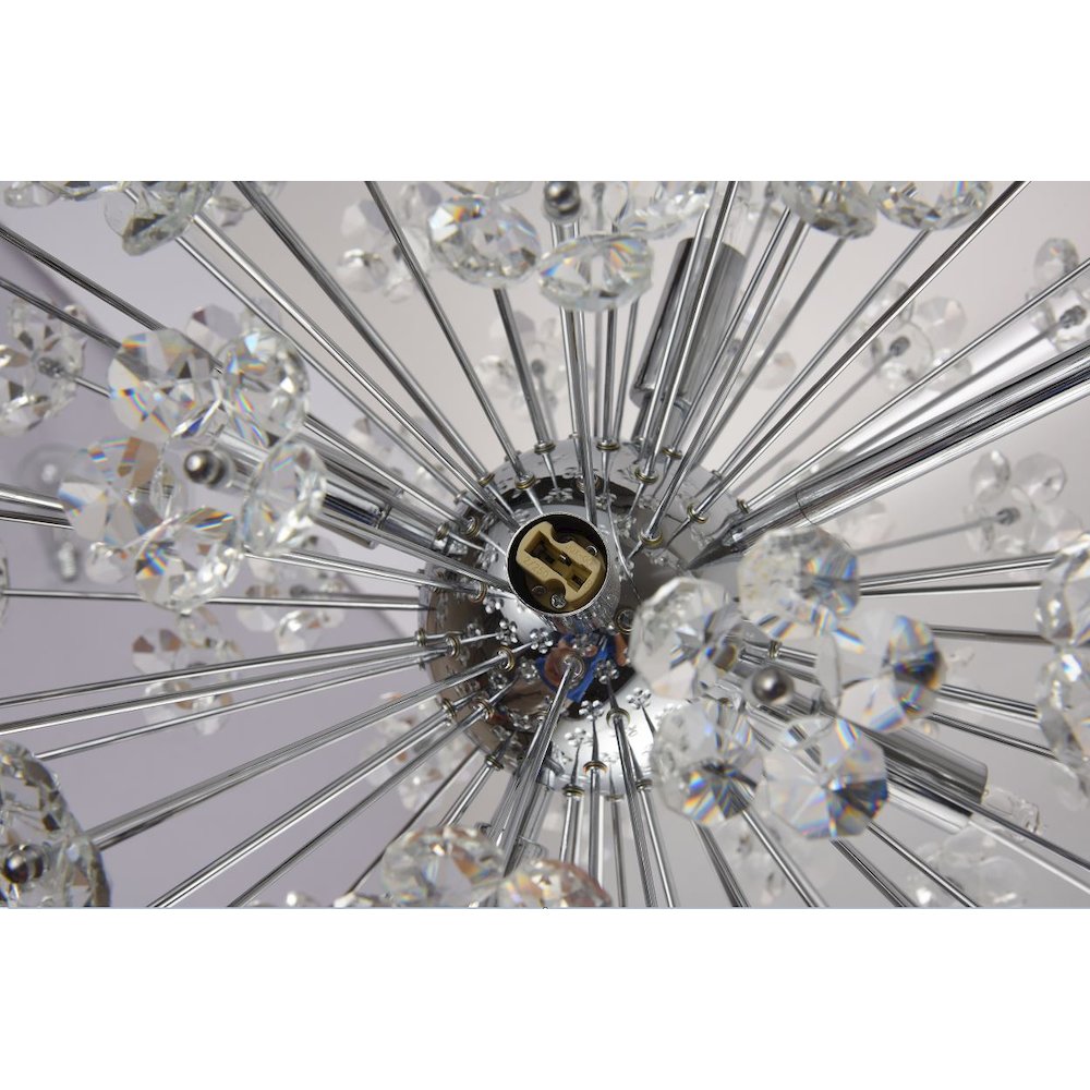6-Light Chrome Chandelier With Clear Crystal Flowers
