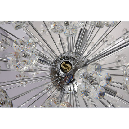 6-Light Chrome Chandelier With Clear Crystal Flowers
