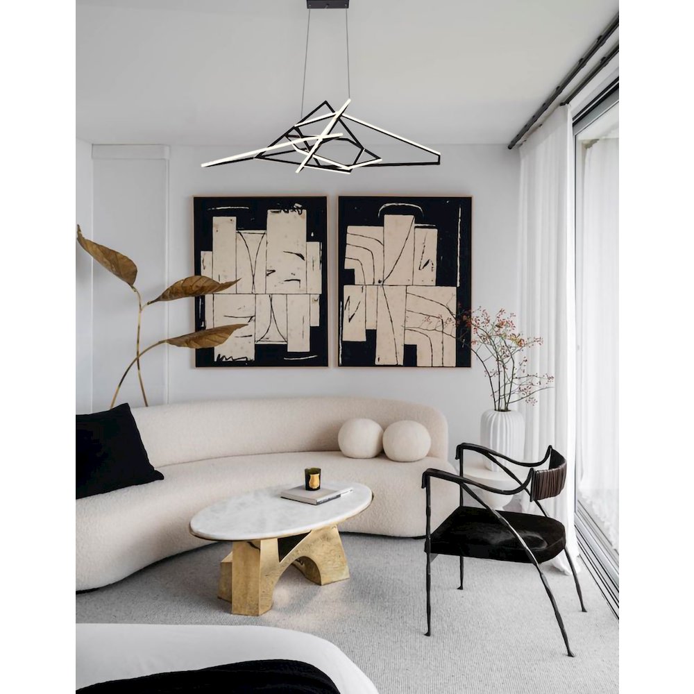25-Light Black Stainless Steel LED Chandelier With White Acrylic Diffusers
