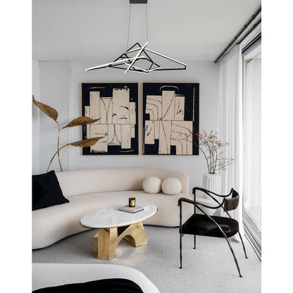 25-Light Black Stainless Steel LED Chandelier With White Acrylic Diffusers