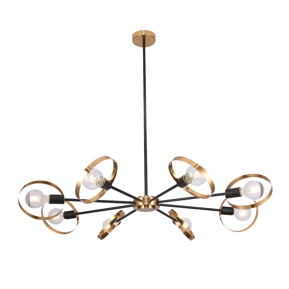 8-Light Black And Brushed Brass Metal Chandelier