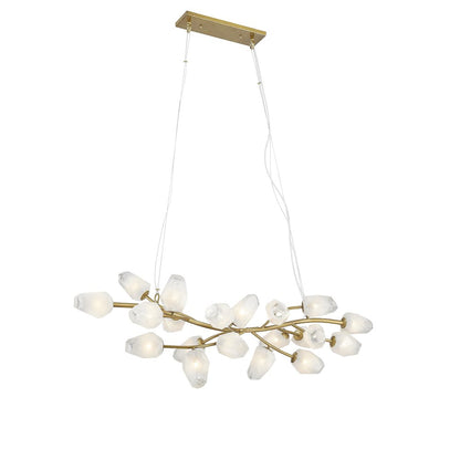 20-Light gold iron frame chandelier with white glass shades