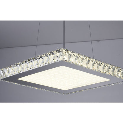 1-Light Chrome Dimmable LED Chandelier With Clear Crystals And A Diffuser