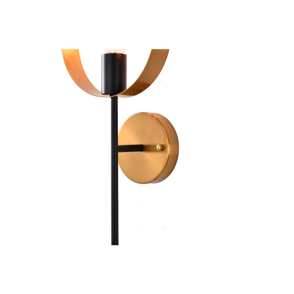 1-Light Black And Golden Bronze Metal Wall Sconce