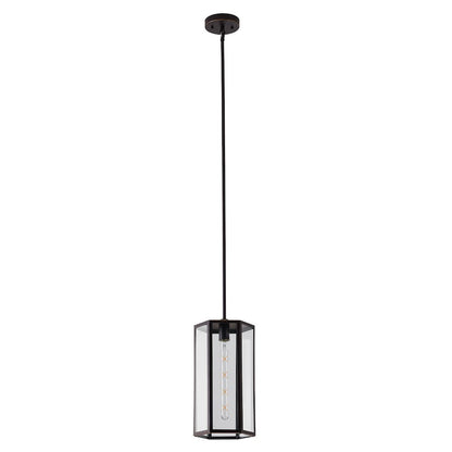 1-Light Bronze Black Outdoor Pendant With A Clear Glass Shade