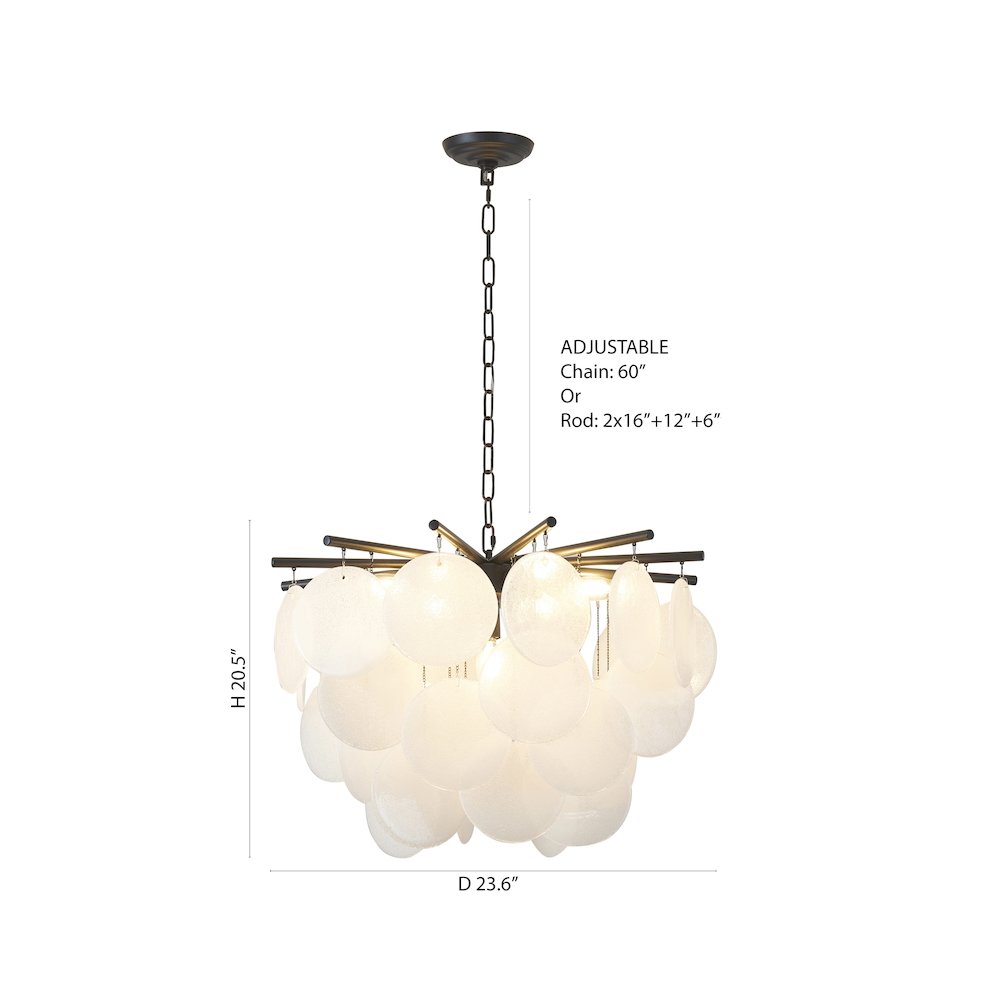 7-Light Satin Black Chandelier With Frosted White Glass Petals