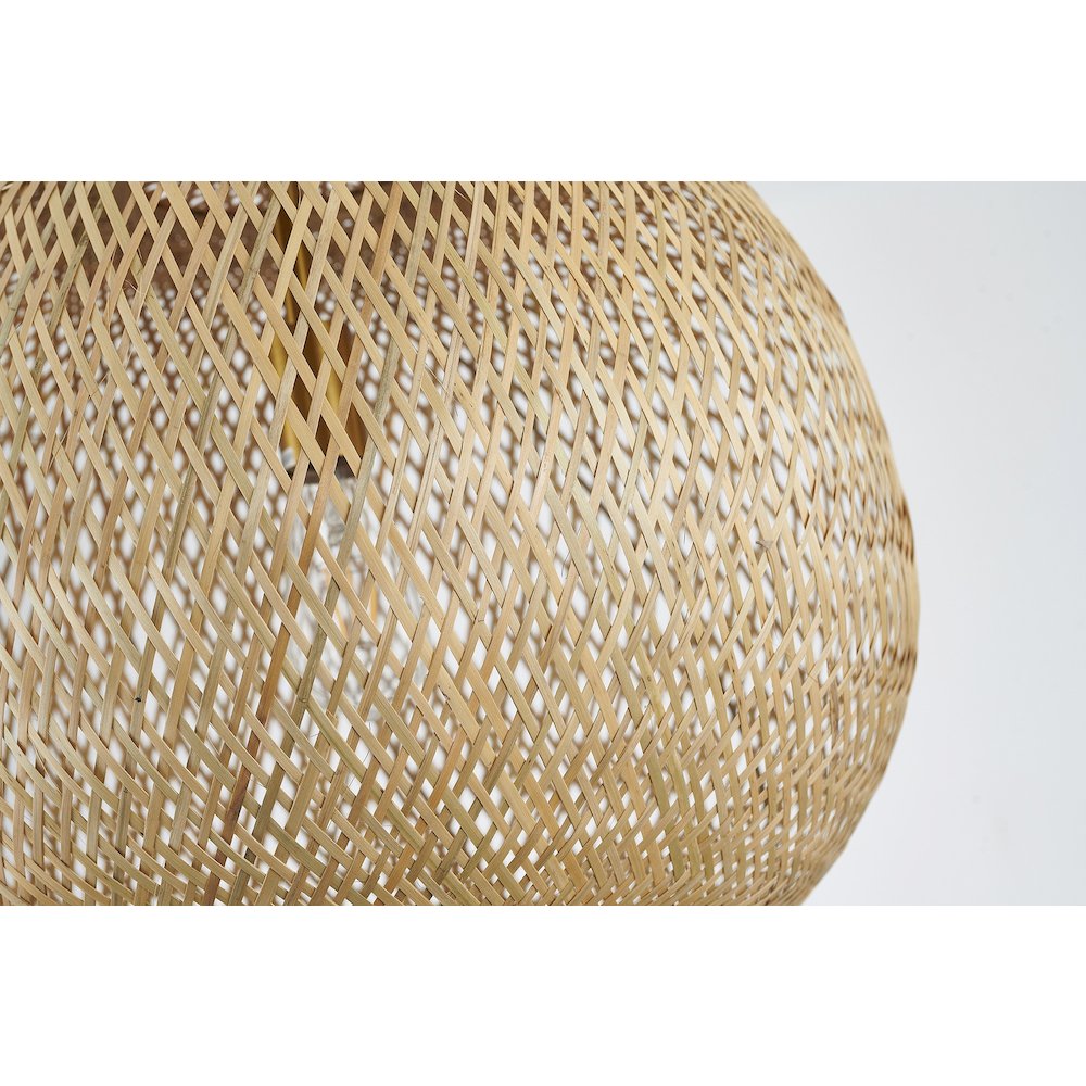1-Light Brass Pendant With A Bamboo Wood Weaved Basket Shade