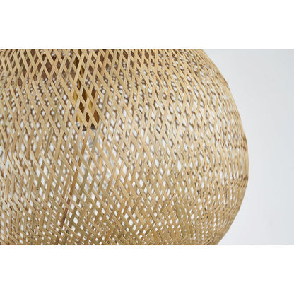1-Light Brass Pendant With A Bamboo Wood Weaved Basket Shade