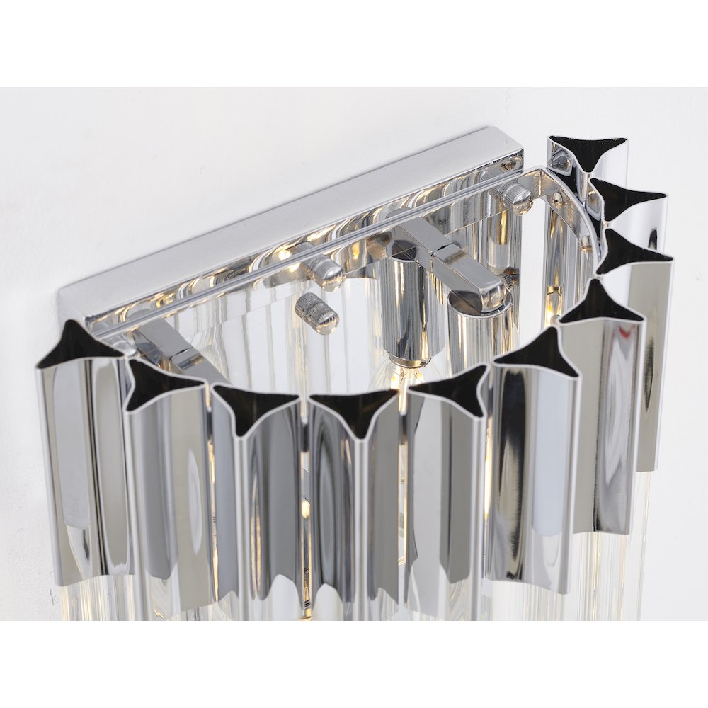 3-Light Chrome Wall Sconce With Clear Hanging Crystals