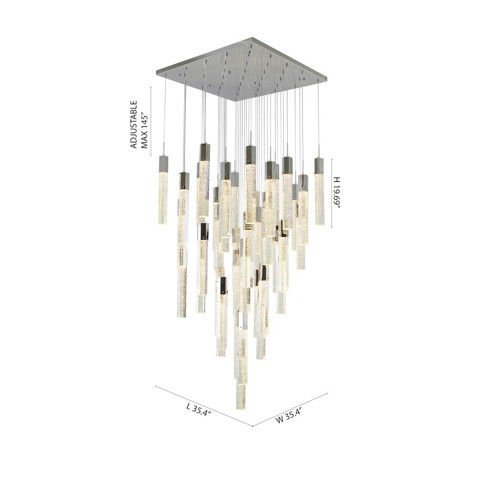 41-Light Chrome Chandelier With Clear Bubble Crystals