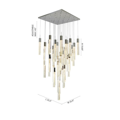 41-Light Chrome Chandelier With Clear Bubble Crystals