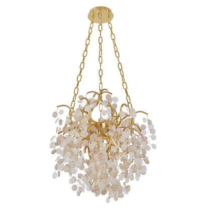 10-Light Gold Aluminum Chandelier With Clear Glass Petals