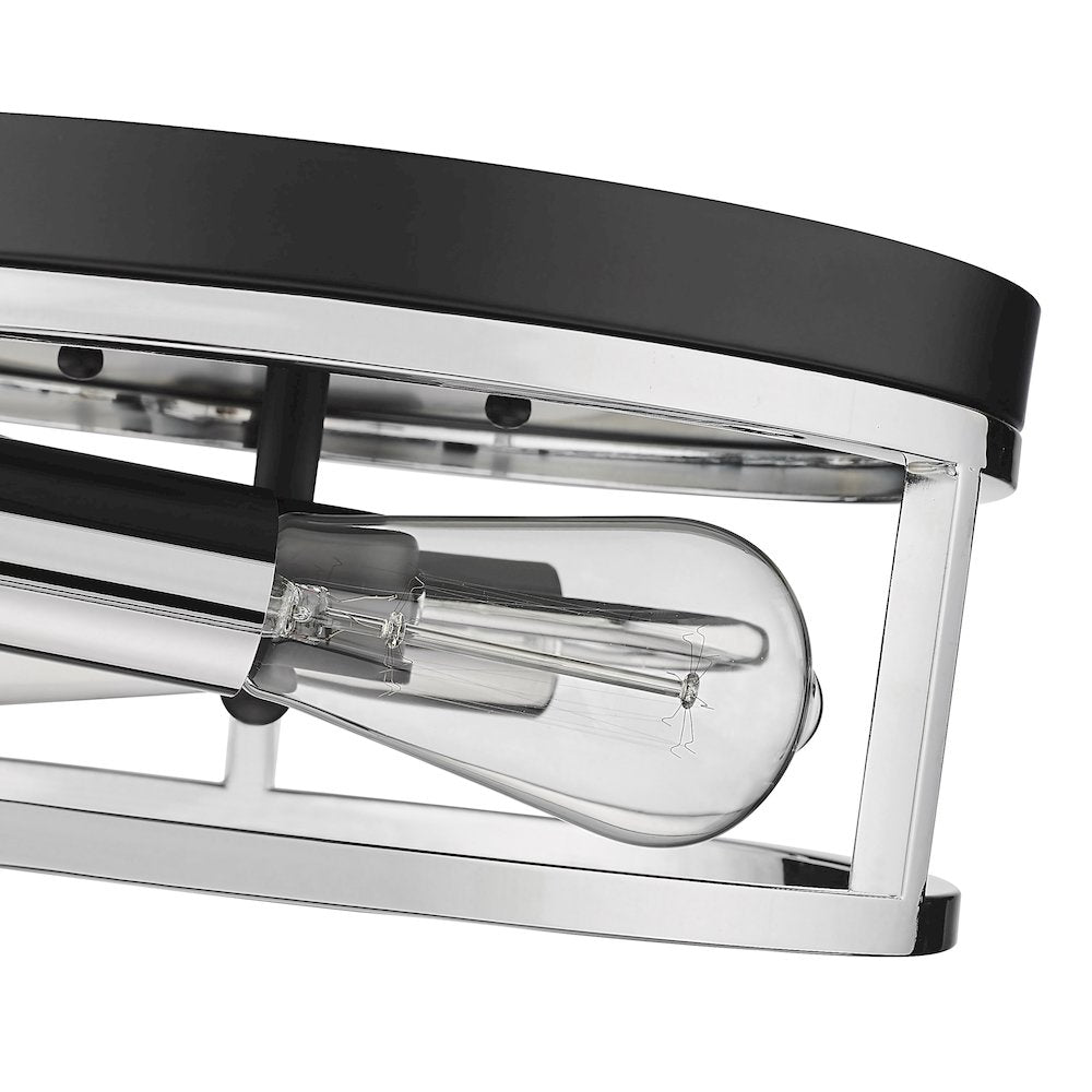 2-Light Black And Chrome Metal Flush Mount