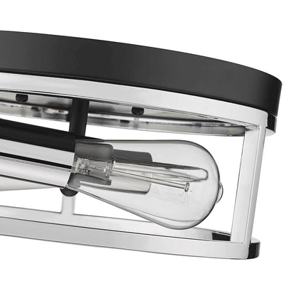 2-Light Black And Chrome Metal Flush Mount