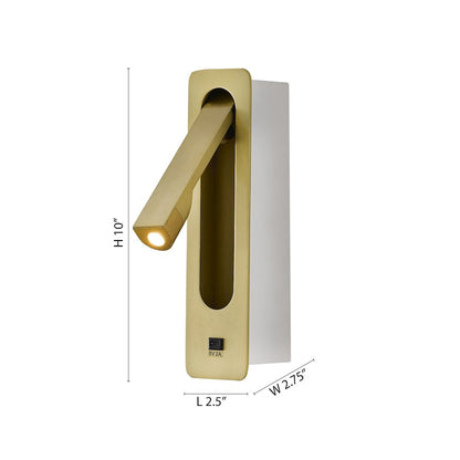1-Light Satin Brass Metal LED Wall Sconce With One USB Port
