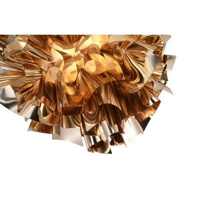 1-Light Shiny Gold Acrylic Chandelier With White Hardware