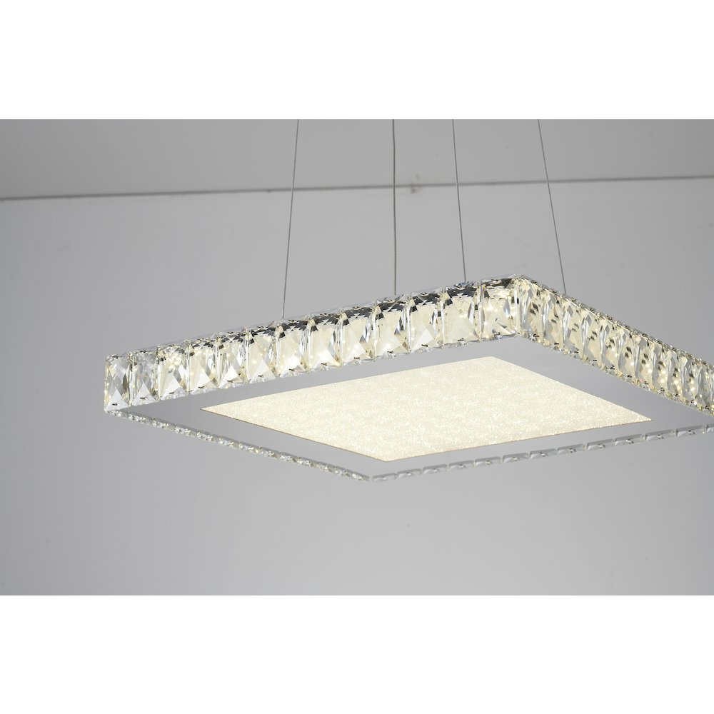 1-Light Chrome Dimmable LED Chandelier With Clear Crystals And A Diffuser