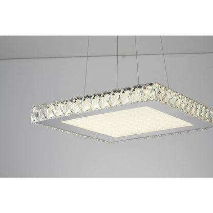 1-Light Chrome Dimmable LED Chandelier With Clear Crystals And A Diffuser