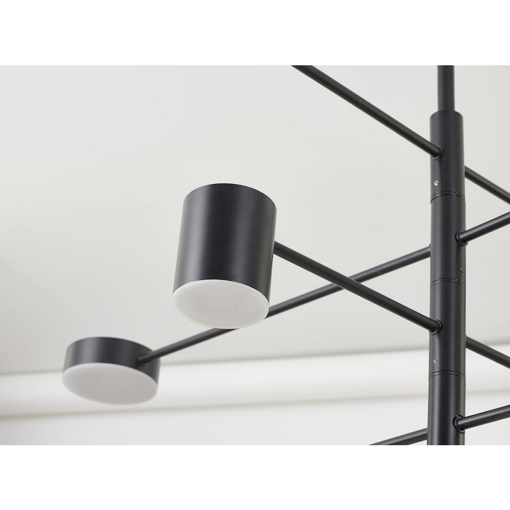 6-Light Black Chandelier With White Acrylic Shades