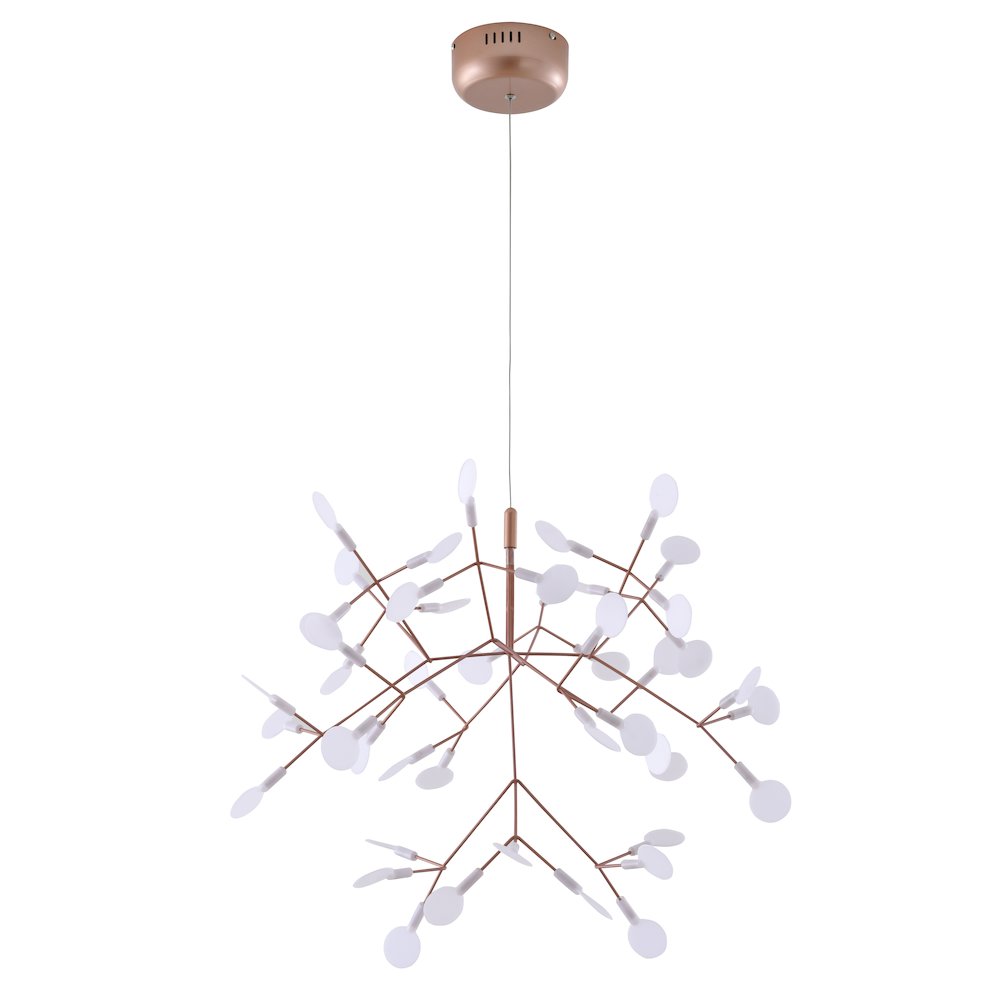 45-Light Matte Copper Chandelier With White Acrylic Shades