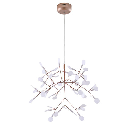 45-Light Matte Copper Chandelier With White Acrylic Shades