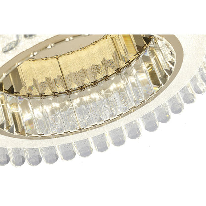 1-Light Gold Stainless Steel LED Flush Mount With Clear Crystals