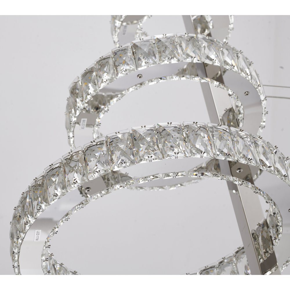 8-Light Chrome LED Chandelier With Clear Crystals