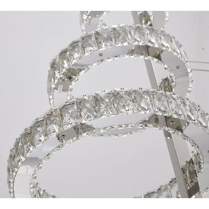 8-Light Chrome LED Chandelier With Clear Crystals