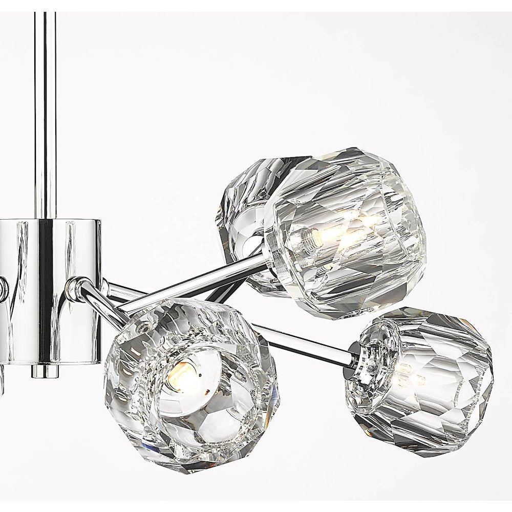 8-Light Chrome Chandelier With Clear Crystal Shades