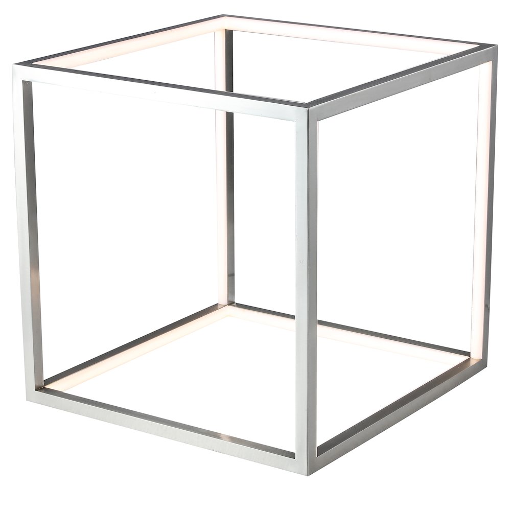 12-Light Nickel Aluminum LED Side Table With A Frosted Glass Top